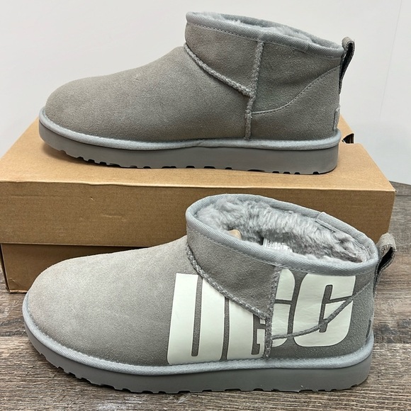 NIB UGG Women’s Ultra Mini Chopd ‘Chopped Pebble Grey’ 1126373 Size 10 - Picture 1 of 11